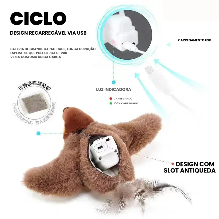 Brinquedo Interativo para Cães e Gatos - Pássaro "Voador" - Recarregável