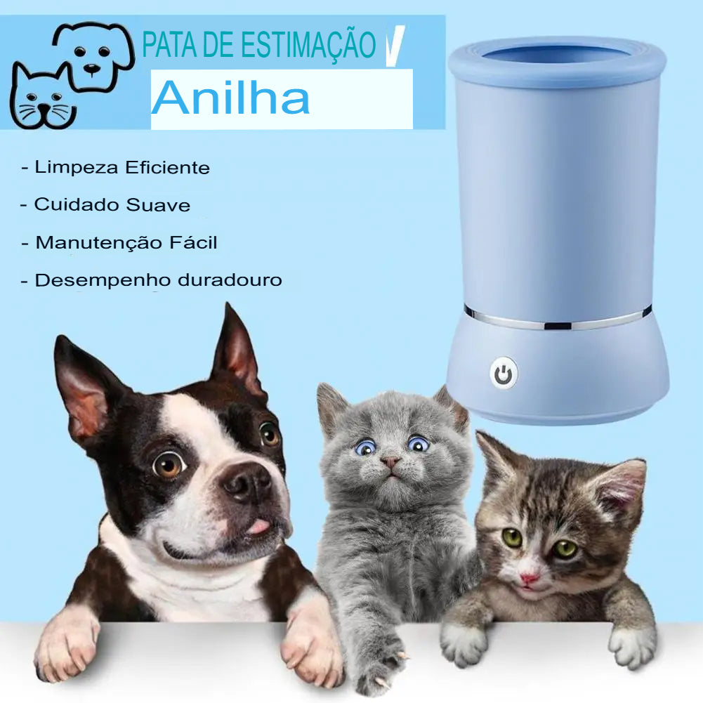 Lava-Patas Automático para Pets – Rotação Dupla e Cerdas Internas para Limpeza Profunda