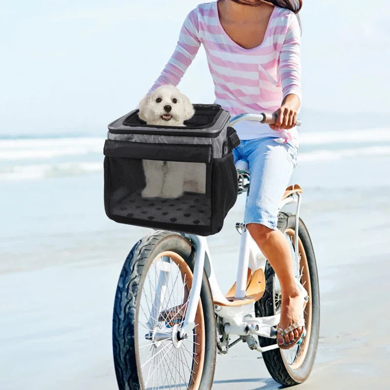Cesta Dobrável para Bicicleta e Mochila Transportadora para Pets
