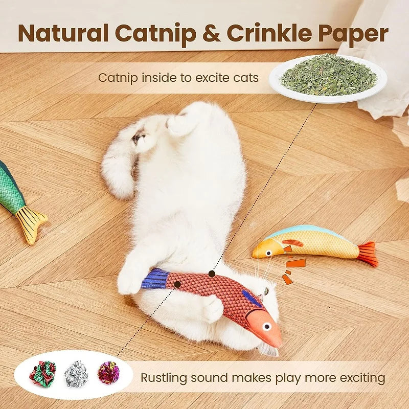 Brinquedo Interativo para Gatos - Peixes Divertido com Catnip