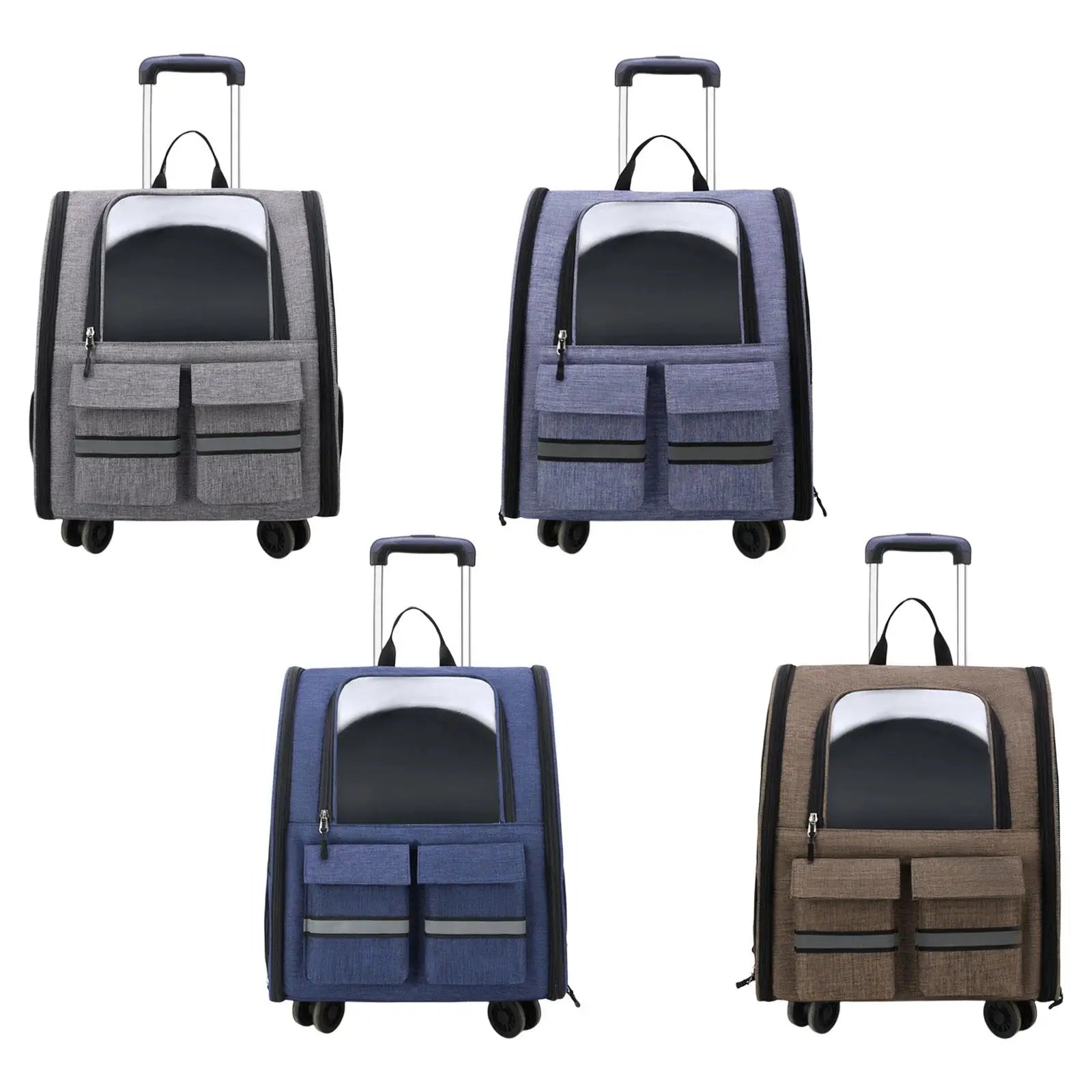 Maleta/Mochila Portátil de Carrinho Transparente para Transporte de Gatos e Cães