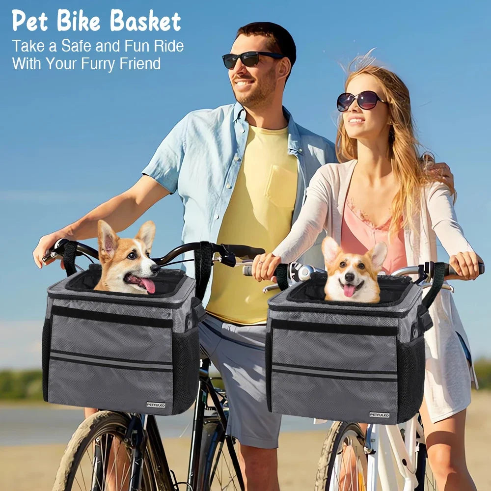 Cesta Dobrável para Bicicleta e Mochila Transportadora para Pets