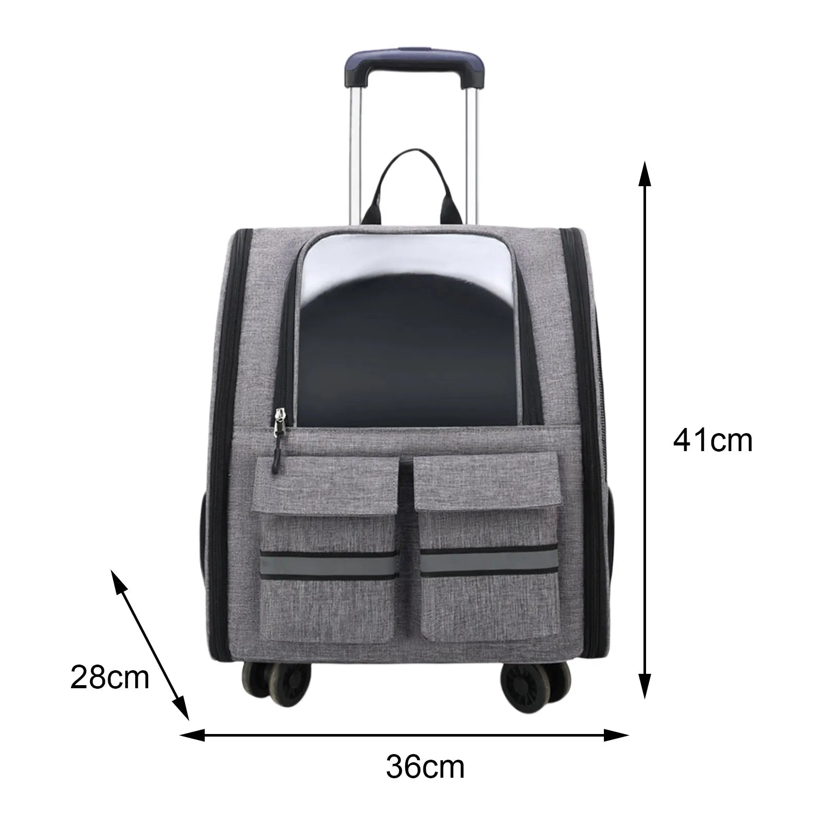 Maleta/Mochila Portátil de Carrinho Transparente para Transporte de Gatos e Cães