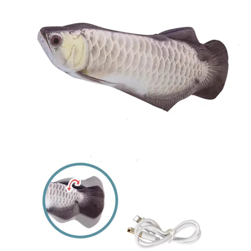 Peixe em Movimento Elétrico Realista - Brinquedo Inteligente para Gatos e Cães