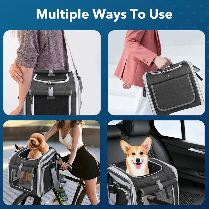 Cesta Dobrável para Bicicleta e Mochila Transportadora para Pets