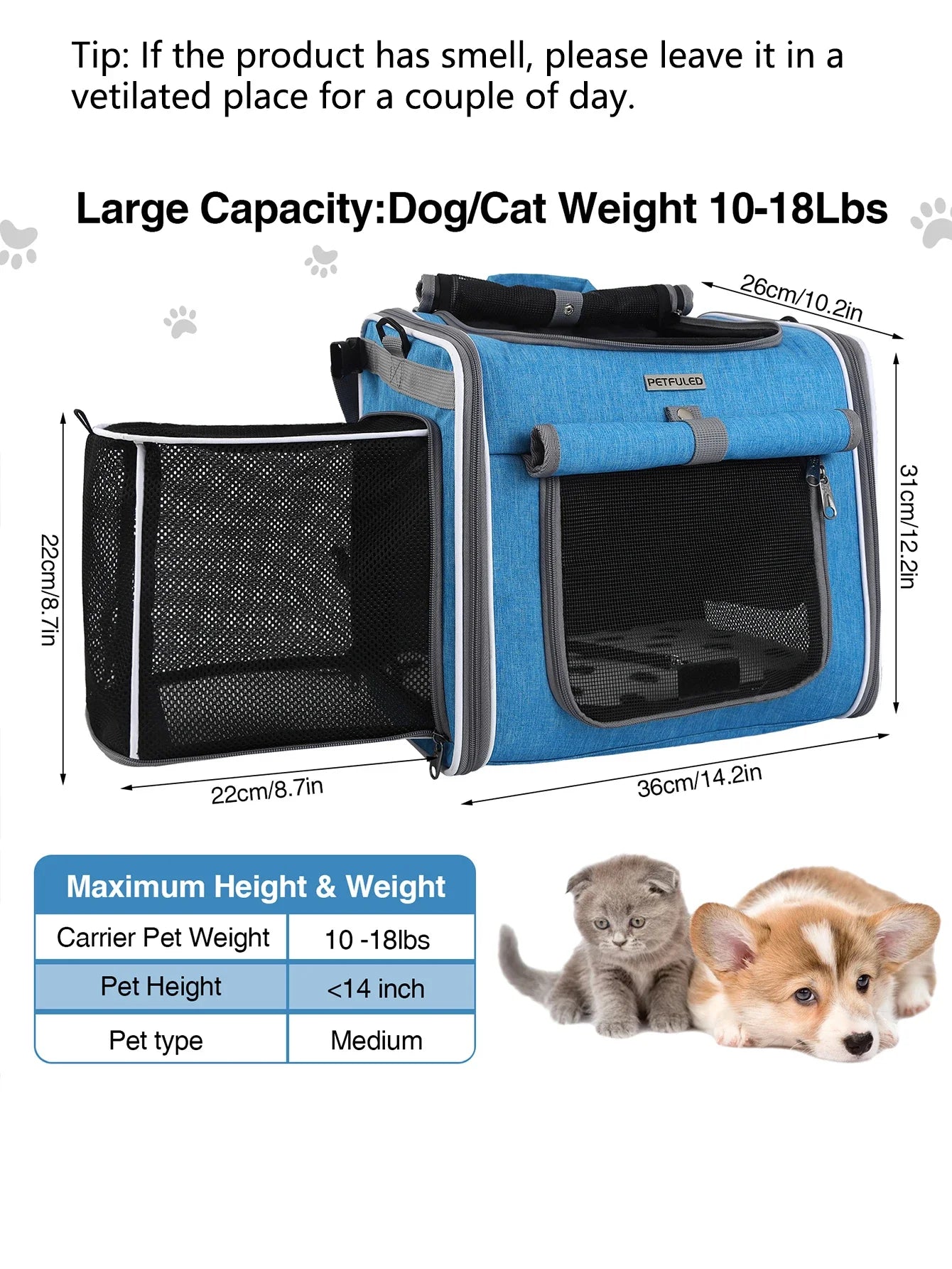 Cesta Dobrável para Bicicleta e Mochila Transportadora para Pets