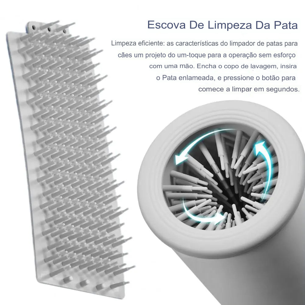 Lava-Patas Automático para Pets – Rotação Dupla e Cerdas Internas para Limpeza Profunda