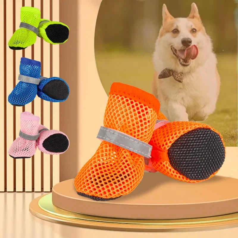 Sapatos de Malha Respirável para Cães - Kit com 4 unidades