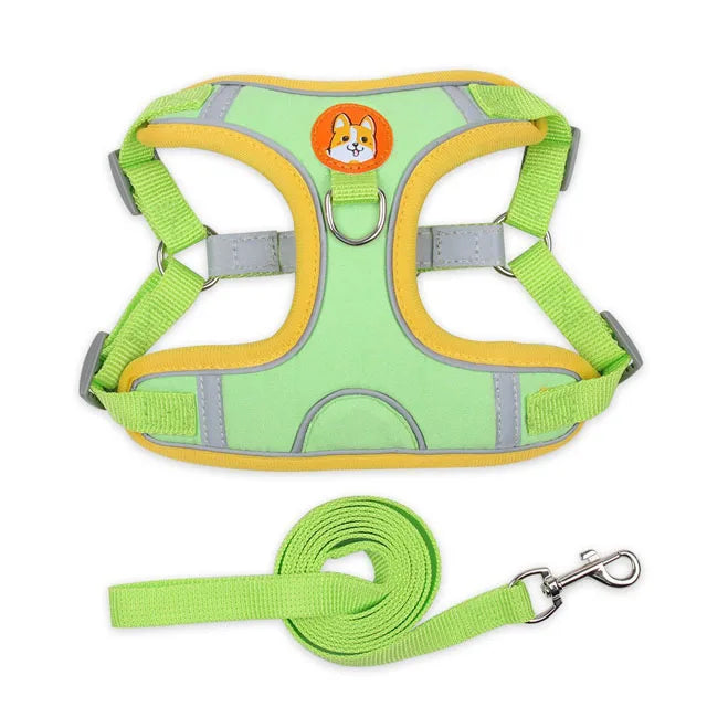Pet Dog Harness and Leash Set Adjustable Flannel Chest Harness Reflective Breathable For Small Dogs Teddy Chihuahua Pet Supplies
