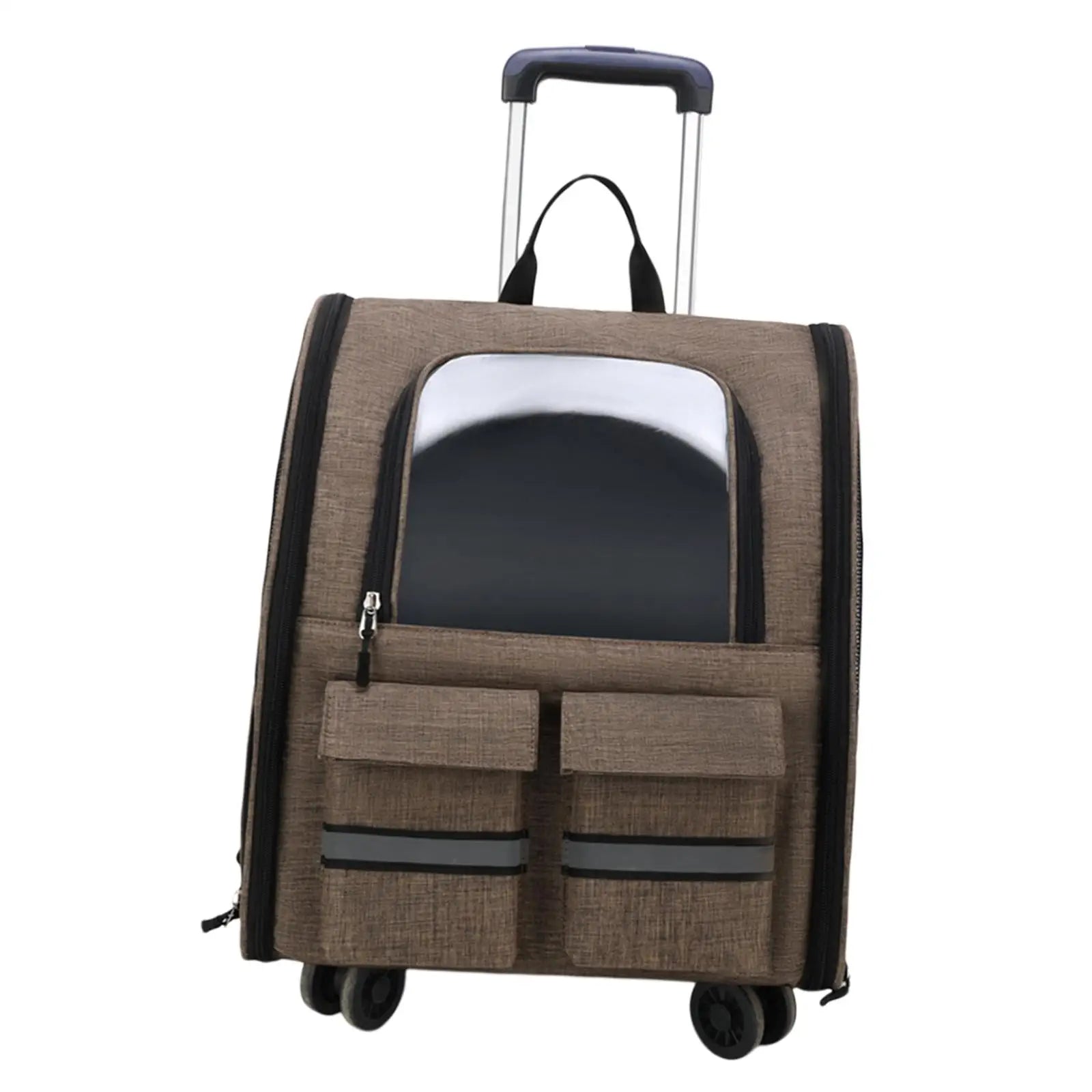 Maleta/Mochila Portátil de Carrinho Transparente para Transporte de Gatos e Cães