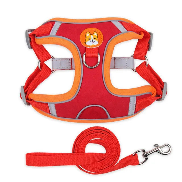 Pet Dog Harness and Leash Set Adjustable Flannel Chest Harness Reflective Breathable For Small Dogs Teddy Chihuahua Pet Supplies