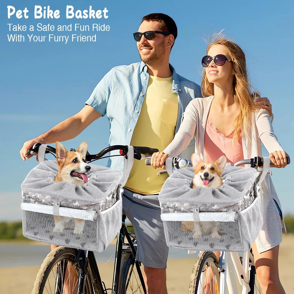 Cesta Dobrável para Bicicleta e Mochila Transportadora para Pets