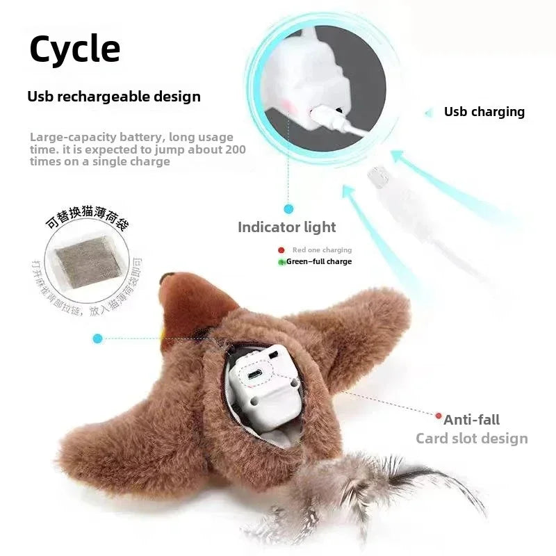 Brinquedo Interativo para Cães e Gatos - Pássaro Voador- Recarregável
