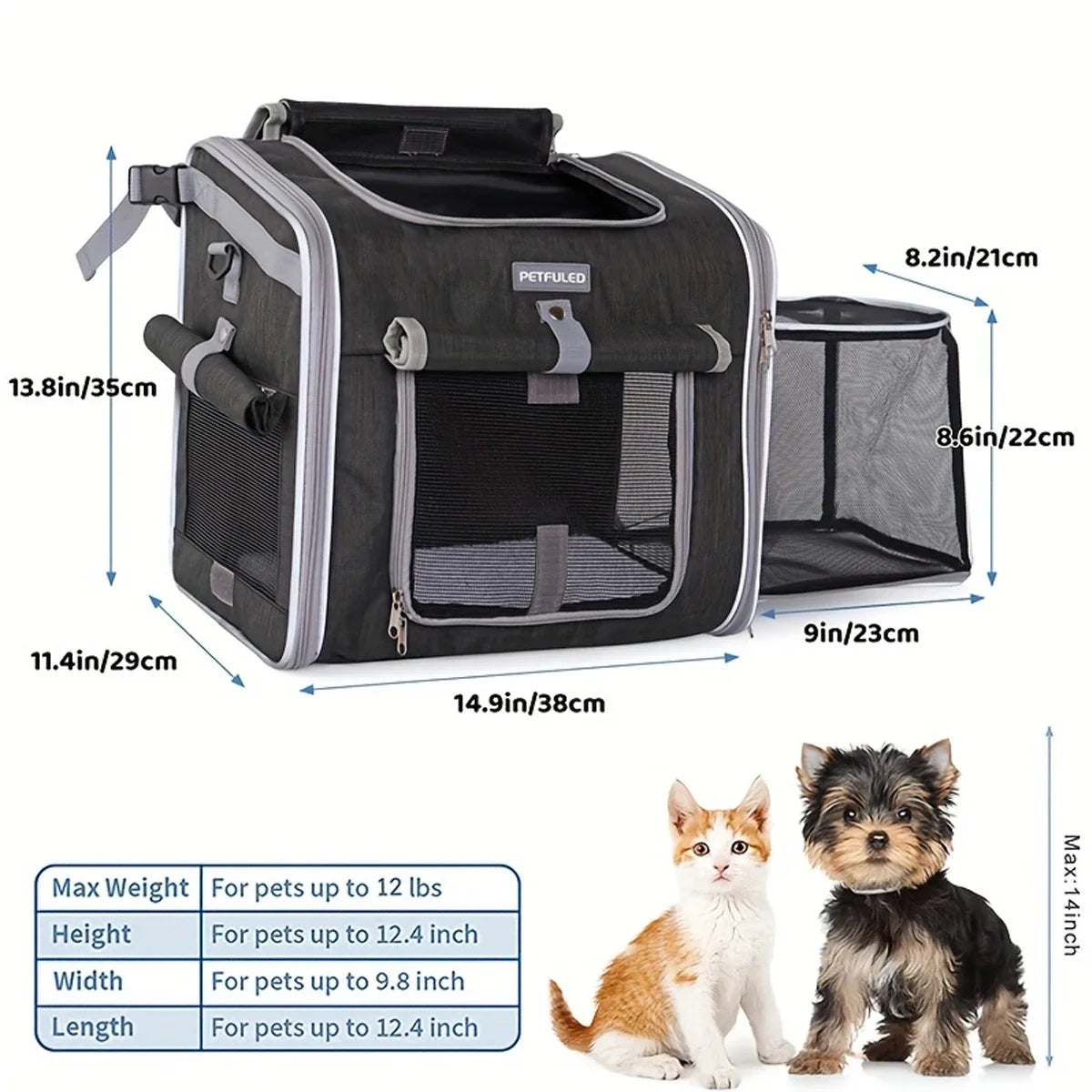 Cesta Dobrável para Bicicleta e Mochila Transportadora para Pets