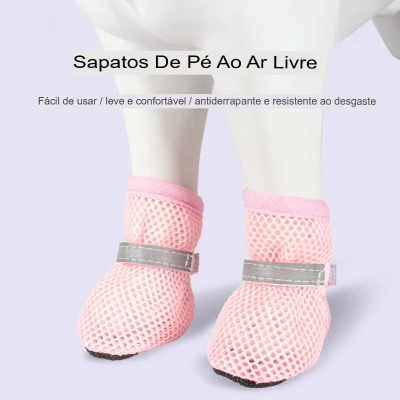Sapatos de Malha Respirável para Cães - Kit com 4 unidades