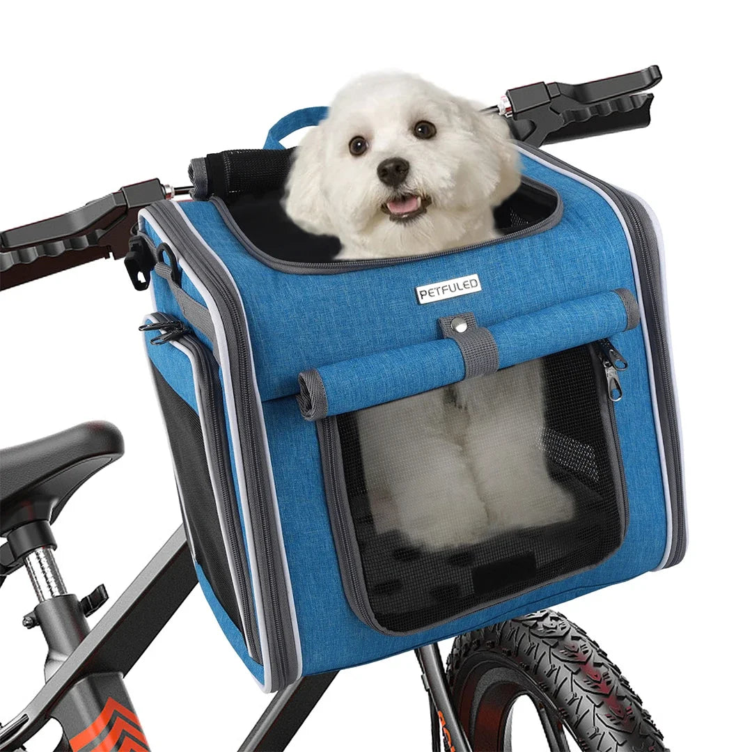 Cesta Dobrável para Bicicleta e Mochila Transportadora para Pets