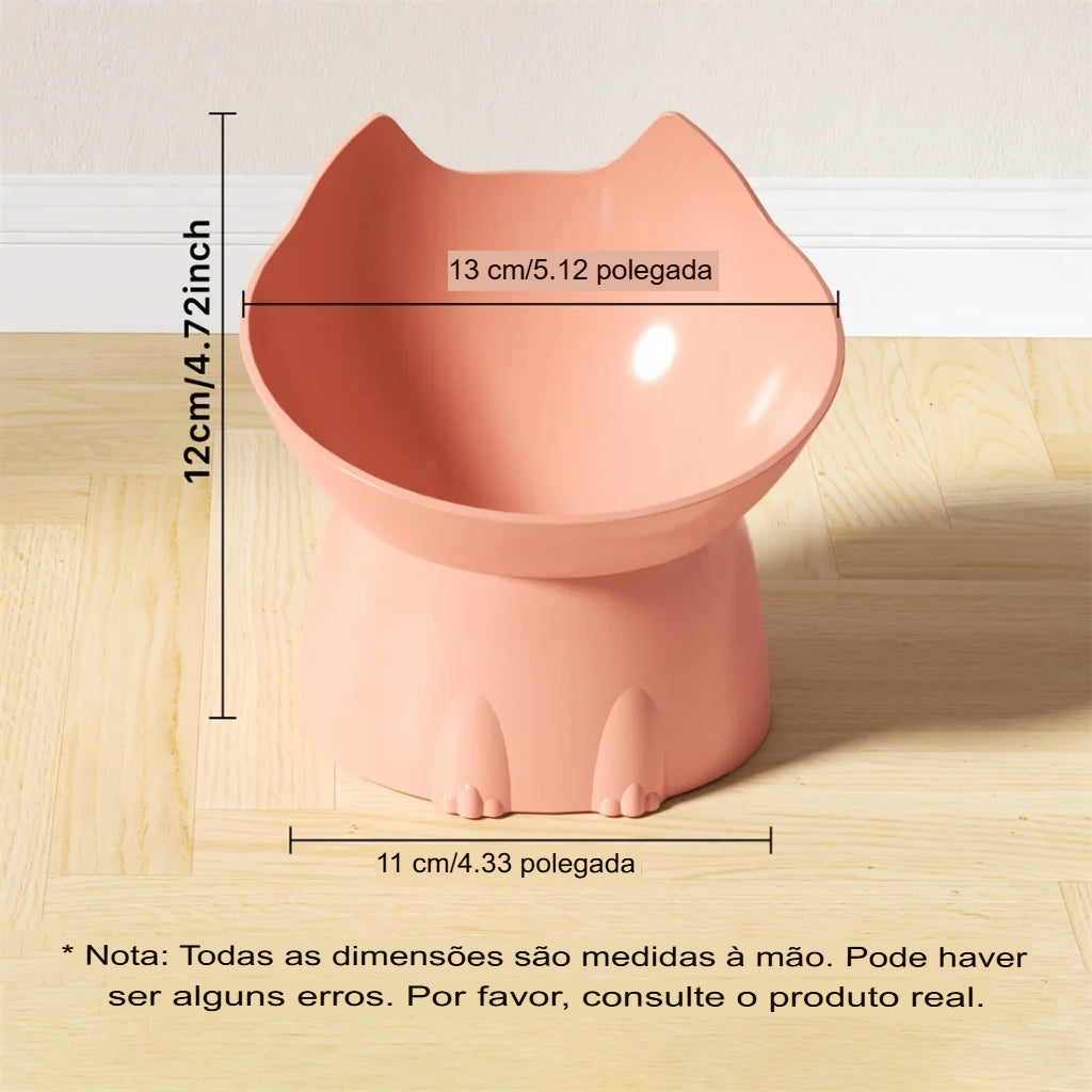 Tigela Elevada em Formato de Gato